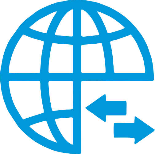 Blue gear, shield, and checkmark icon