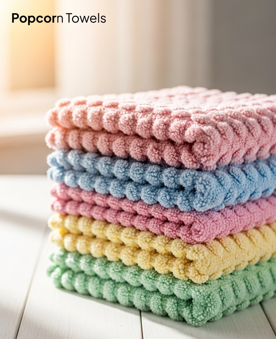 Pastel popcorn kitchen towels